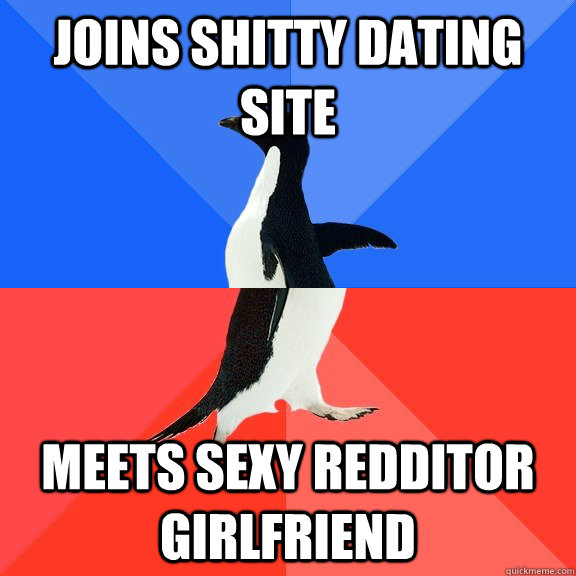 joins shitty dating site meets sexy redditor girlfriend  Socially Awkward Awesome Penguin