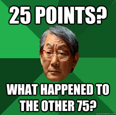 25 points? What happened to the other 75?  High Expectations Asian Father