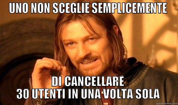 UNO NON SCEGLIE SEMPLICEMENTE DI CANCELLARE 30 UTENTI IN UNA VOLTA SOLA One Does Not Simply