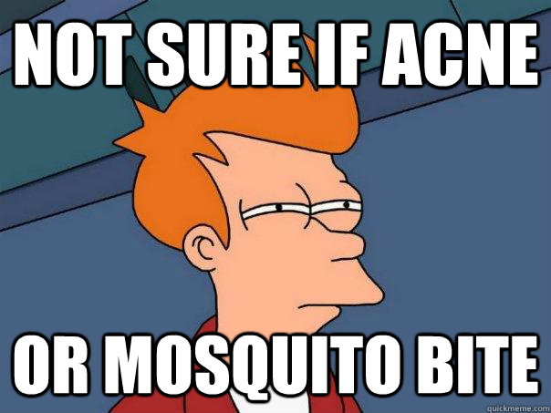 Not sure if Acne or mosquito bite - Not sure if Acne or mosquito bite  Futurama Fry