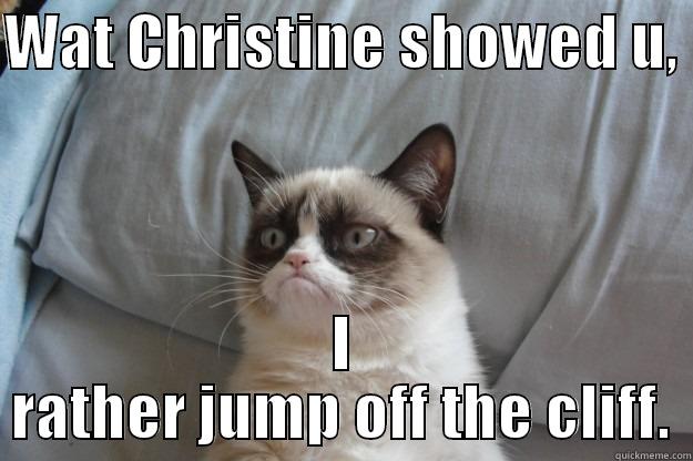 WAT CHRISTINE SHOWED U,  I RATHER JUMP OFF THE CLIFF. Grumpy Cat