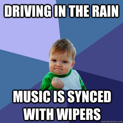 Driving in the rain music is synced with wipers  Success Kid