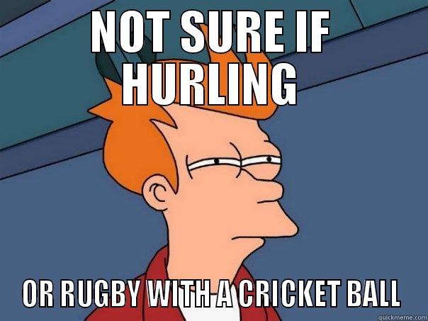 NOT SURE IF HURLING OR RUGBY WITH A CRICKET BALL Futurama Fry