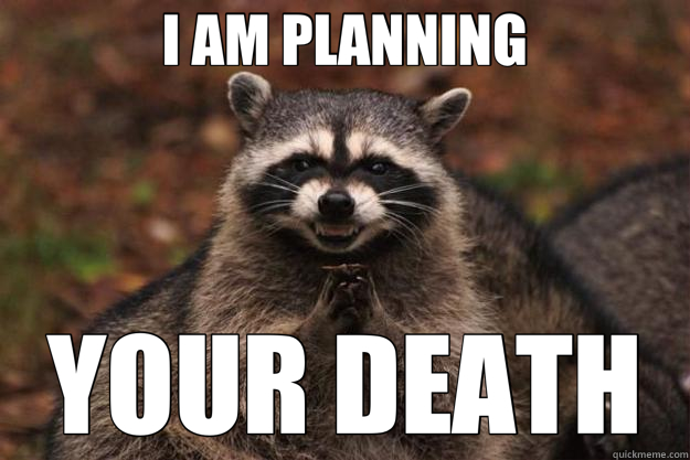 I AM PLANNING YOUR DEATH  Evil Plotting Raccoon