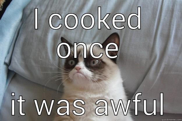 I COOKED ONCE IT WAS AWFUL Grumpy Cat