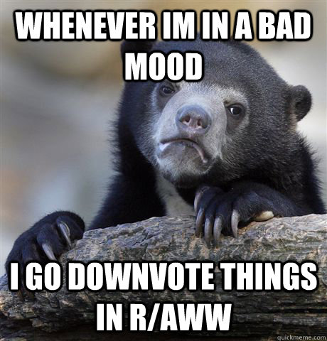 Whenever Im in a bad mood I go downvote things in r/aww  Confession Bear