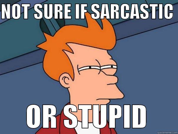 NOT SURE IF SARCASTIC  OR STUPID Futurama Fry