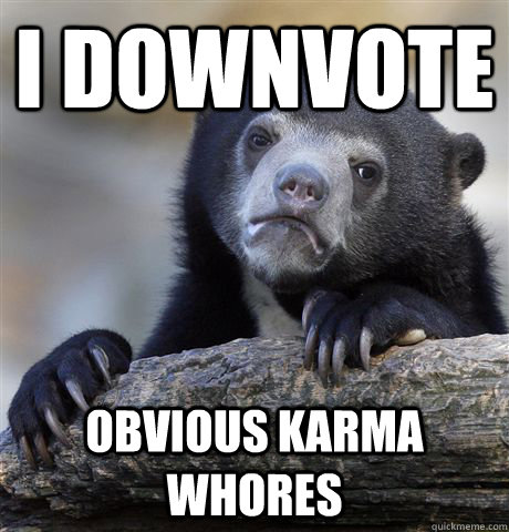 I downvote obvious karma whores  Confession Bear