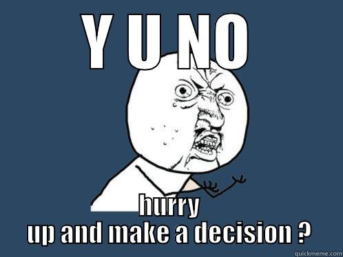 make a decision - Y U NO HURRY UP AND MAKE A DECISION ? Y U No