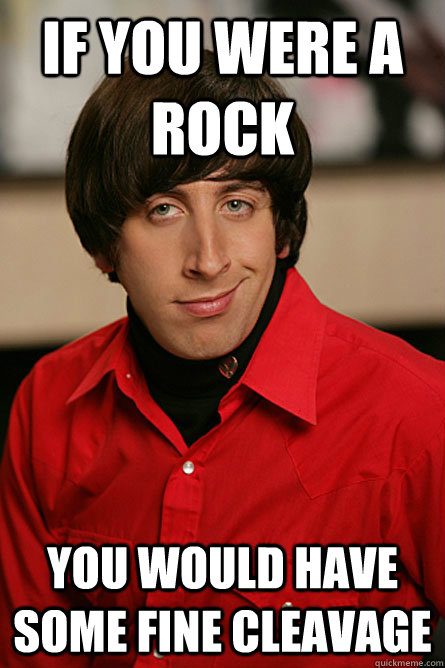 If you were a rock you would have some fine cleavage  Pickup Line Scientist