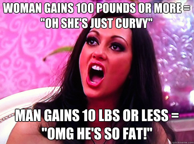 Woman gains 100 pounds or more = 