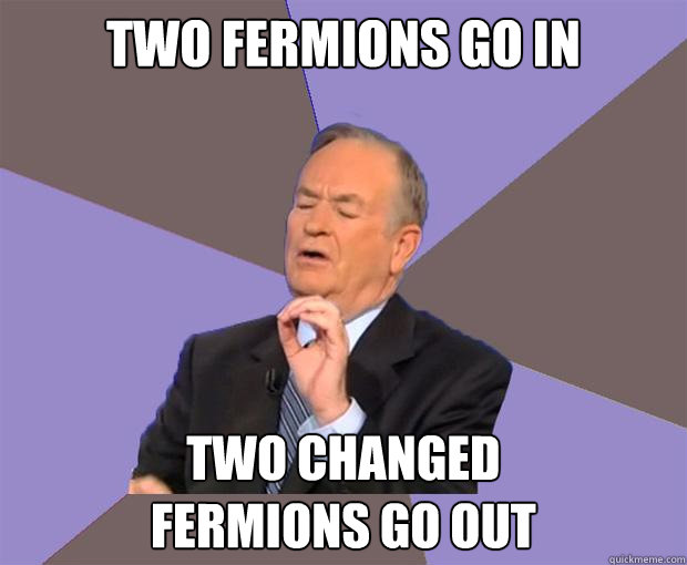 two fermions go in two changed
fermions go out  Bill O Reilly