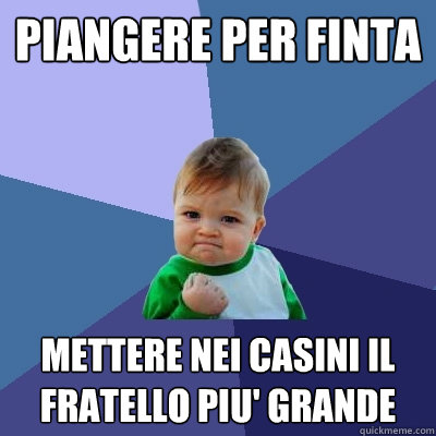 piangere per finta mettere nei casini il fratello piu' grande  Success Kid