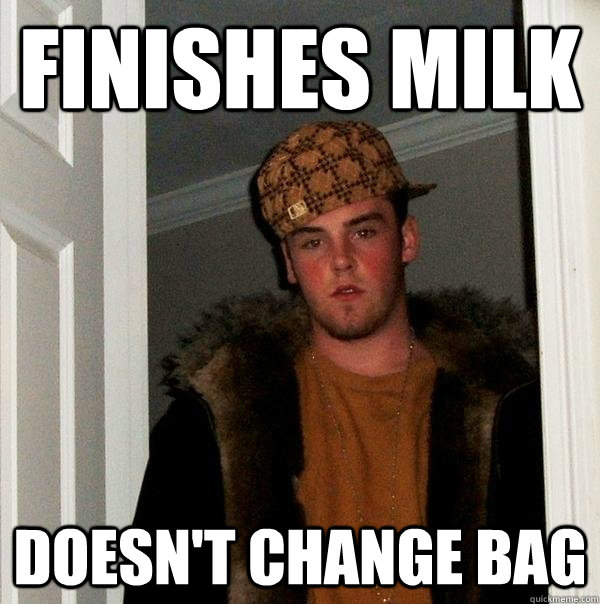 Finishes Milk Doesn't Change bag  Scumbag Steve