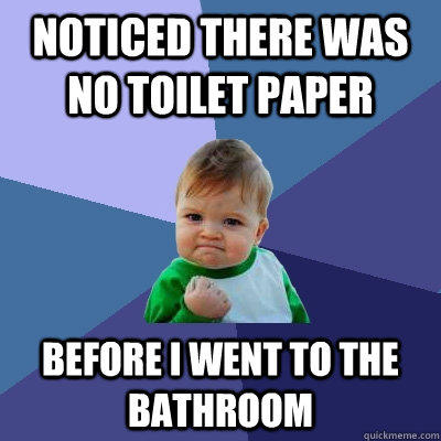 Noticed there was no toilet paper before i went to the bathroom - Noticed there was no toilet paper before i went to the bathroom  Success Kid