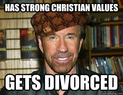 Has strong christian values Gets divorced - Has strong christian values Gets divorced  Scumbag Chuck Norris