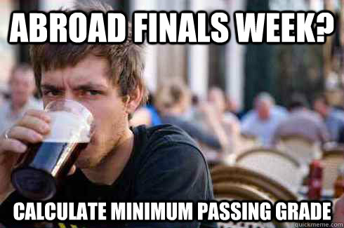 Abroad Finals Week? Calculate minimum passing grade  Lazy College Senior