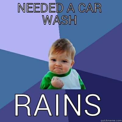 NEEDED A CAR WASH RAINS Success Kid