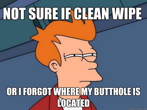 not sure if clean wipe or i forgot where my butthole is located  Futurama Fry