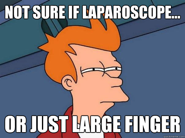 not sure if laparoscope... or just large finger - not sure if laparoscope... or just large finger  Futurama Fry