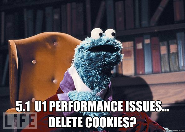 5.1  u1 Performance issues...
delete cookies?  Cookie Monster