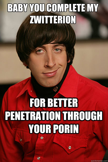 Baby you complete my zwitterion For better penetration through your porin  Pickup Line Scientist