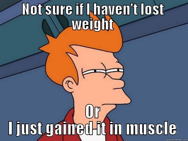 NOT SURE IF I HAVEN'T LOST WEIGHT OR I JUST GAINED IT IN MUSCLE Futurama Fry