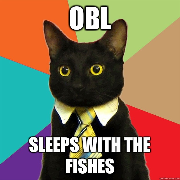 OBL SLEEPS WITH THE FISHES  Business Cat