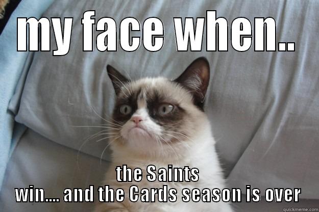 MY FACE WHEN.. THE SAINTS WIN.... AND THE CARDS SEASON IS OVER Grumpy Cat