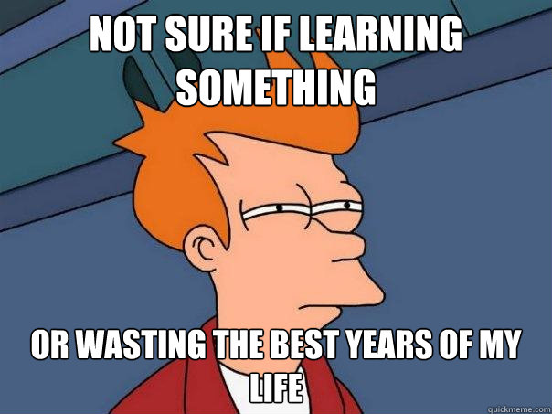 not sure if learning something or wasting the best years of my life  Futurama Fry