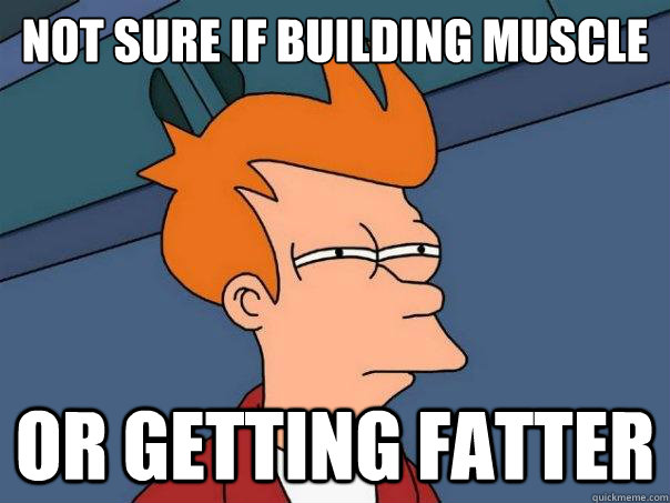 Not sure if building muscle Or getting fatter  Futurama Fry