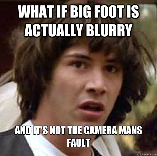 What if big foot is actually blurry and it's not the camera mans fault  Conspiracy Keanu Snow