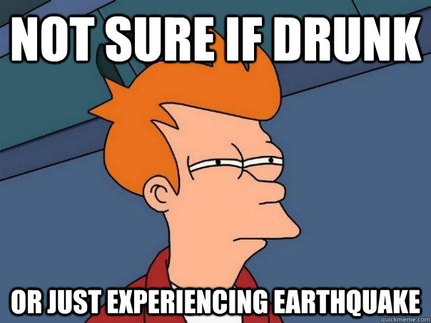 Not sure if drunk Or just experiencing earthquake  Futurama Fry