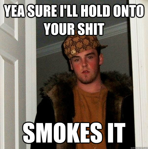 yea sure i'll hold onto your shit smokes it  Scumbag Steve