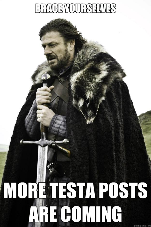 Brace Yourselves More Testa Posts are coming - Brace Yourselves More Testa Posts are coming  Winter is coming