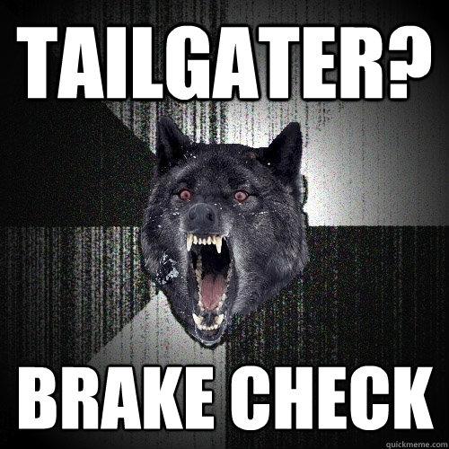 tailgater? brake check - tailgater? brake check  Insanity Wolf