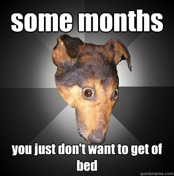 some months you just don't want to get of bed  Depression Dog