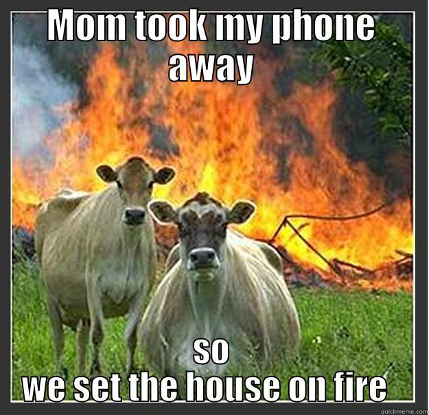 What happens when Mom takes my phone - MOM TOOK MY PHONE AWAY SO WE SET THE HOUSE ON FIRE   Evil cows