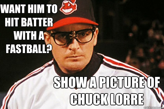 Want him to hit batter with a fastball? Show a picture of Chuck Lorre  Ricky Vaughn