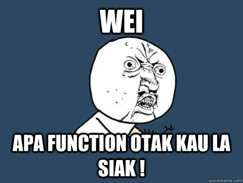 wei apa function otak kau la siak !  Y U No