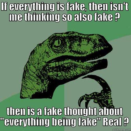 IF EVERYTHING IS FAKE, THEN ISN'T ME THINKING SO ALSO FAKE ? THEN IS A FAKE THOUGHT ABOUT 