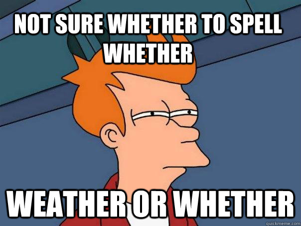 Not sure whether to spell whether weather or whether  Futurama Fry