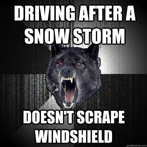 Driving after a snow storm doesn't scrape windshield - Driving after a snow storm doesn't scrape windshield  Insanity Wolf