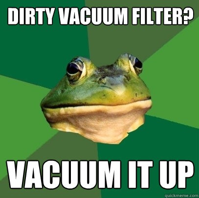 Dirty vacuum filter? Vacuum it up - Dirty vacuum filter? Vacuum it up  Foul Bachelor Frog