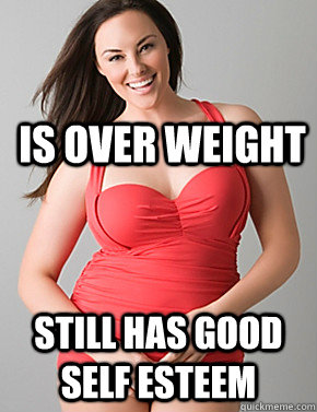 is over weight still has good self esteem   Good sport plus size woman