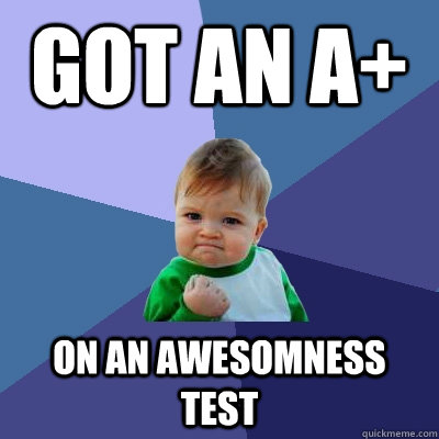 Got an A+ on an awesomness test  Success Kid