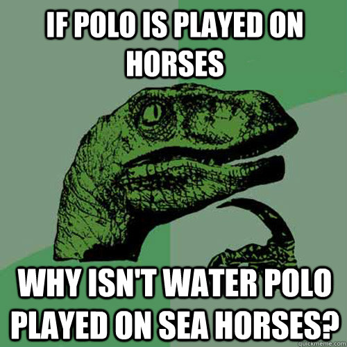 If polo is played on horses Why isn't water polo played on sea horses?  Philosoraptor