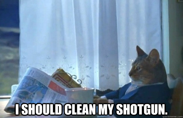  I should clean my shotgun. -  I should clean my shotgun.  Sophisticated Cat