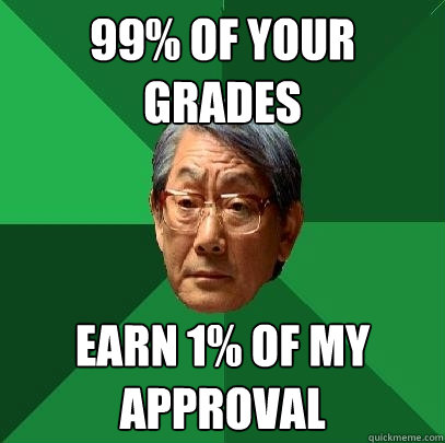 99% of your grades earn 1% of my approval  High Expectations Asian Father