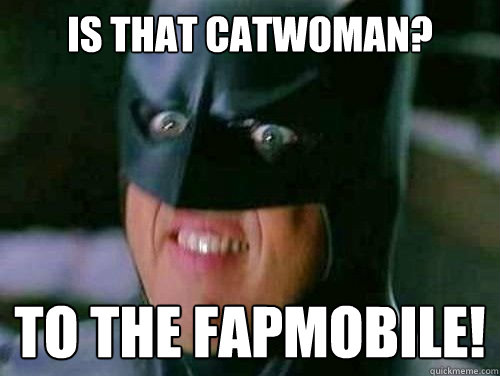 Is that Catwoman? To the fapmobile!  Vulgar Batman